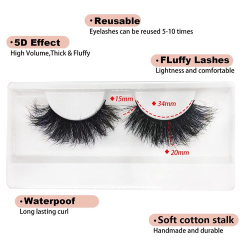 TIKILEY Mink Lashes Fluffy Wispy Thick Eyelashes Mink Faux, 20mm/25mm Long Dramatic D Curl Strip Lashes Cat Eye 3D Big False Eyelashes Pack