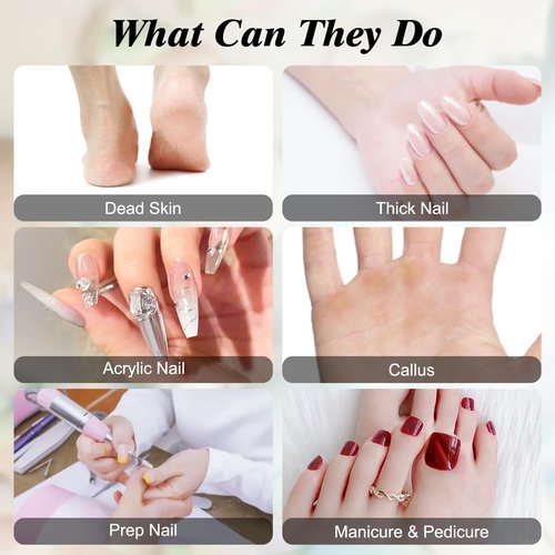 BELICOO Sanding Bands for Nail Drill 300Pcs, w/ 7Pcs Nail Drill Bits, 150#180#240#Grit Nail Sanding Bands for Manicures Pedicures, Electric Nail File Bits