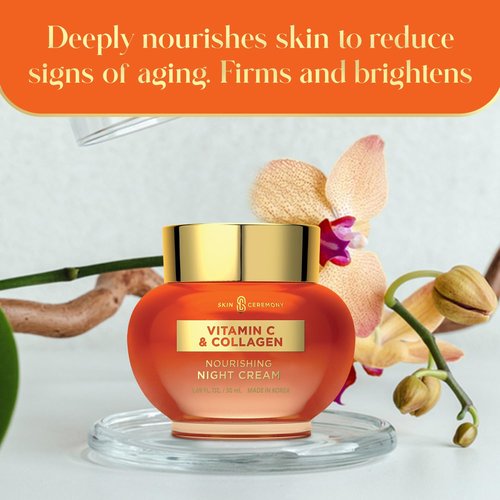 Skin Ceremony Vitamin C & Collagen Face Moisturizer - Anti-Aging, Skin Tightening, Reduces Wrinkles - Dermatologist Tested, Cruelty-Free Korean Skin Care for All Skin Types - 1.69 Fl. Oz