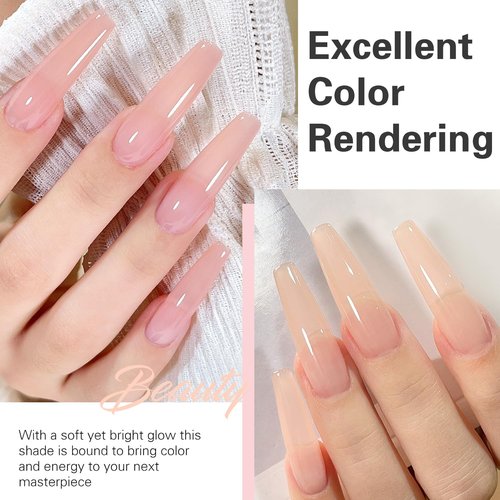 Larvall Beautpal Nude Gel Polish Set Milky Nude Sheer Pink Jelly Gel Polish Nail Kit Soak Off UV Translucent Nail Polish Gel 6PCS 8ml