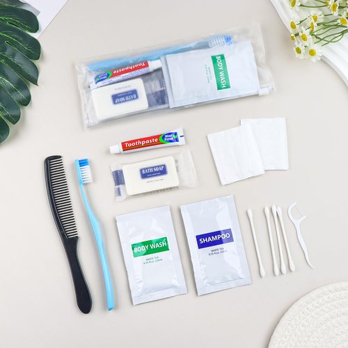 Pack of 50 Basic Toiletry Kits, Hygiene Kit Bulk, Individually Packed, Homeless Care Package Supplies Travel Size Toiletry Kit for Men Women Charity Reusable Toiletry Bag