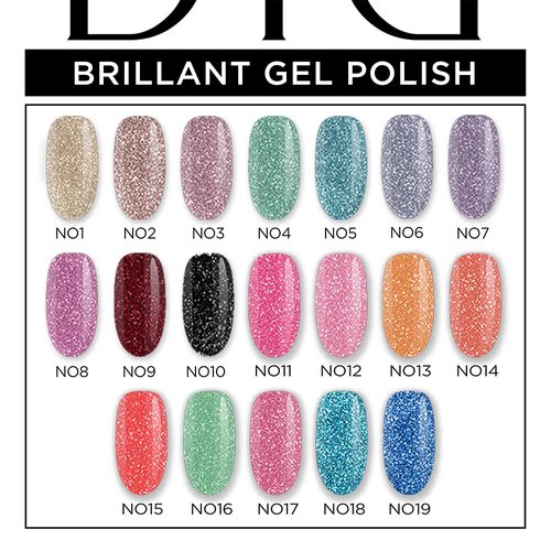 DIDIER LAB – Gel Polish Brillant No 19 – Professional Manicure Pedicure Nail Gel Polish with Sparkling Platinum Hue –Light Reflective Shimmer - Rich Pigment for Complete Nail Coverage – UV LED Lamps