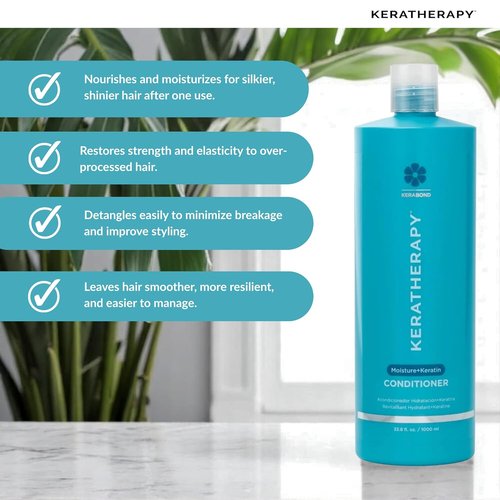 Keratherapy Moisture Conditioner - Hydrating 33.8 fl. oz. Formula with Collagen & Jojoba Oil for Dry Hair