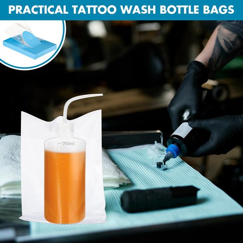 Harloon 500 Pcs Disposable Tattoo Bottle Bags Tattoo Squeeze Bottle Bag 6 x 8 Inch Disposable Plastic Bags for Cleaning Supplies(Transparent)