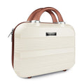 GigabitBest 14" Portable Hard Shell Makeup Travel Case - Stylish PC+ABS Cosmetic Organizer for Women - Scratch-Resistant, Elastic Strap, Mini Suitcase - Perfect for Romantic Gifts（Light Brown）