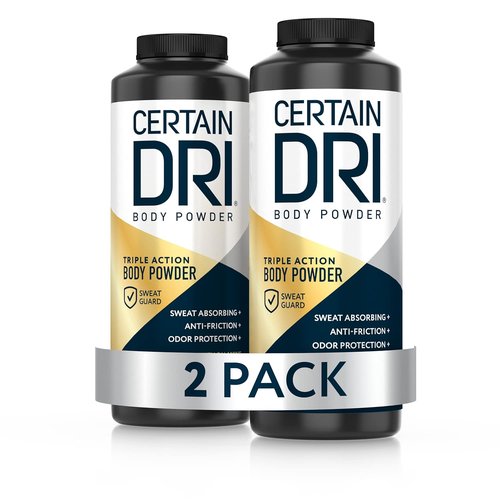 Certain Dri Body Powder - Talc-Free Anti-Chafing & Anti-Itch Formula - Maximum Sweat Absorption | 8 oz, Pack of 2