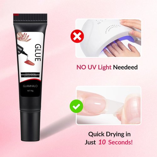 Skiennix Quick Dry Nail Glue Gel - Super Strong, Long Lasting 10g with 10ml Remover for Press-On & Acrylic Nails