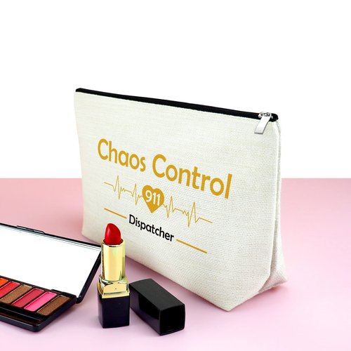 911 Dispatch Makeup Bag Dispatcher Gift Chaos Control 911 Dispatch Cosmetic Bag Thank You Gift for 911 Dispatcher 911 Operator Emergency Dispatcher Gift Birthday Gift for Dispatcher Travel Pouch