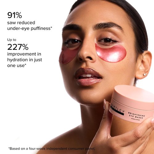 DRMTLGY Brightening Eye Masks - Biodegradable Hydrogel Patches with Caffeine & Peptides - Depuff & Hydrate Dark Circles - 2 Pack (60 Count Each)