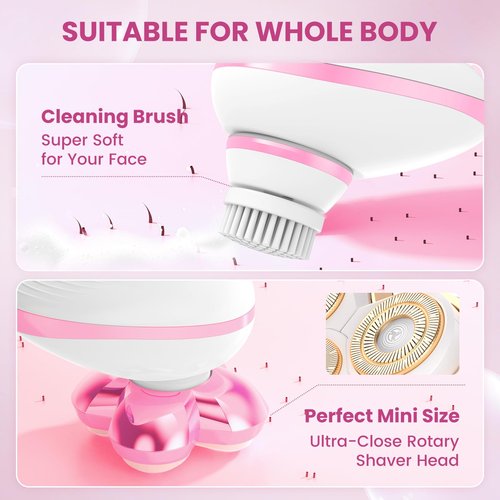Electric Razors for Women - Upgraded Magnetic Electric Shaver for Women, Cordless Painless Hair Remover for Legs Bikini Face, Lady Trimmer for Sensitive Skin, Detachable and Waterproof, Pink