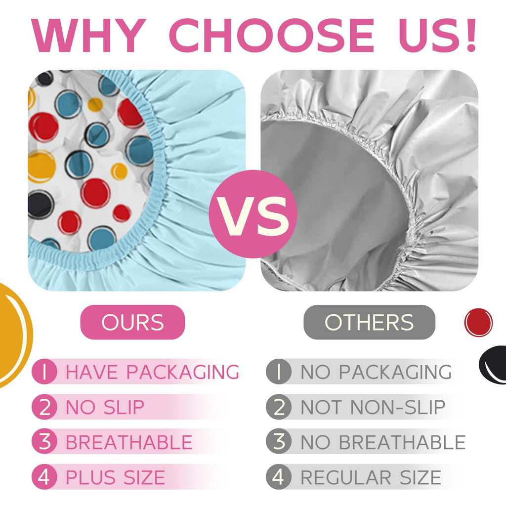 Years calm Waterproof Shower Cap for Women - Double-Layer Reusable Bath Cap with Elastic Band for Long/Short/Curly/Braids Hair, Washable & Travel-Friendly, Fit for Shower, Spa (Blue Shower Cap)