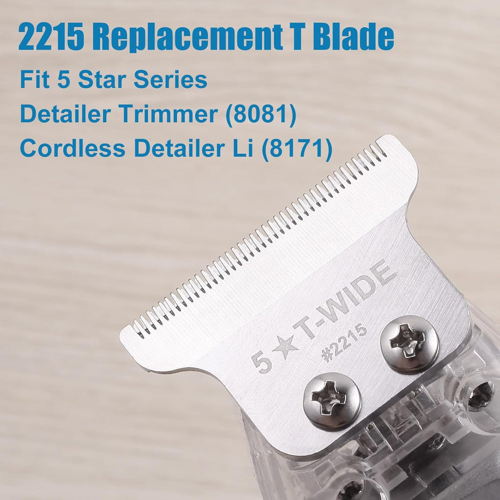 Wahl 2215 Replacement T Wide Blades - Adjustable Stainless Steel Zero-Gap Trimmer Blade, Silver