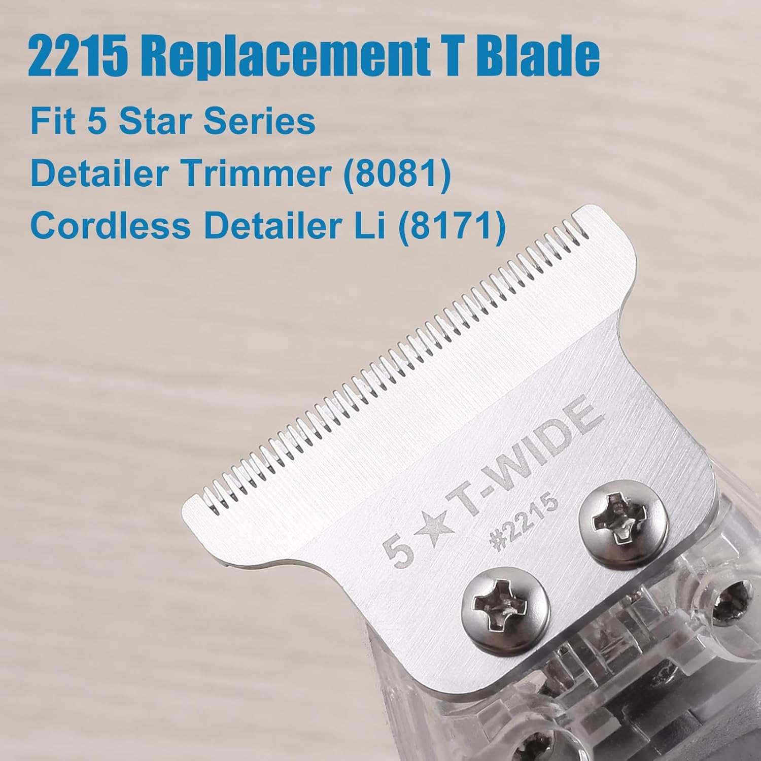 Wahl 2215 Replacement T Wide Blades - Adjustable Stainless Steel Zero-Gap Trimmer Blade, Silver