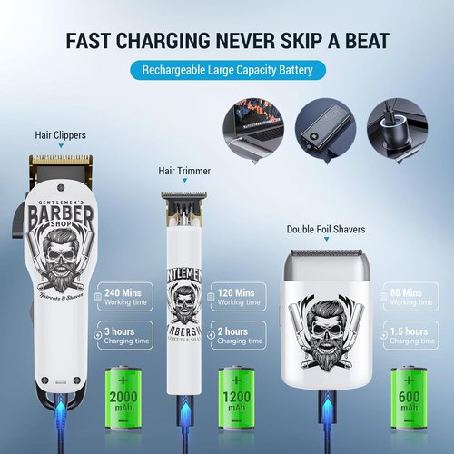 BESTBOMG® Hair Clippers for Men - Professional Beard Trimmer Kit with Ceramic T-Blade | Perfect for Barbers & Gifts