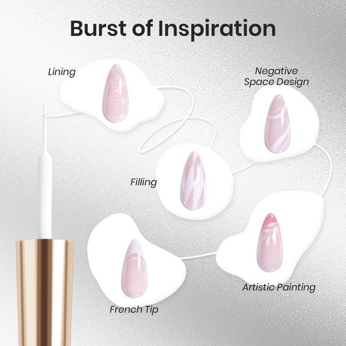 Beetles White Gel Liner Nail Polish 7ml French Tip Gel Polish White Nail Art Painting for Thin Line Nails Design Nails Stuff Soak off Uv Lamp Manicure Salon Gifts for Women