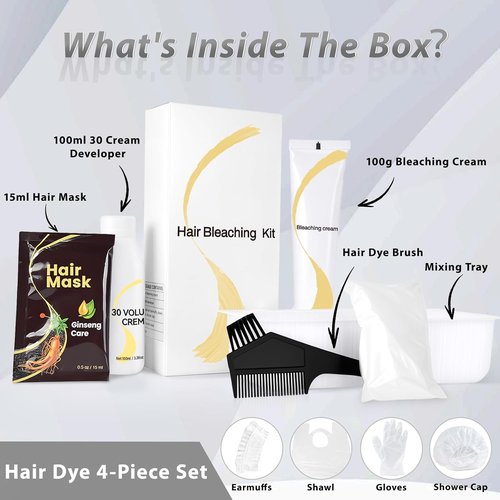 Skiennix Gentle Cream Hair Bleach Kit - Ammonia-Free, No-Drip Lightening, Lifts Up to 8 Levels