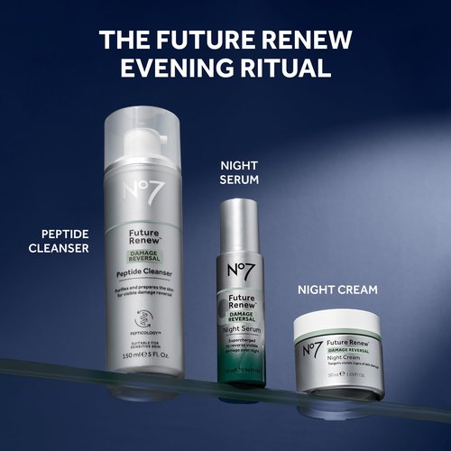 No7 Future Renew Damage Reversal Night Serum - Anti-Aging Peptides Serum for Face - Formulated with Hyaluronic Acid & Niacinamide to Help Reverse Visible Signs of Skin Damage Overnight (0.84 Fl Oz)