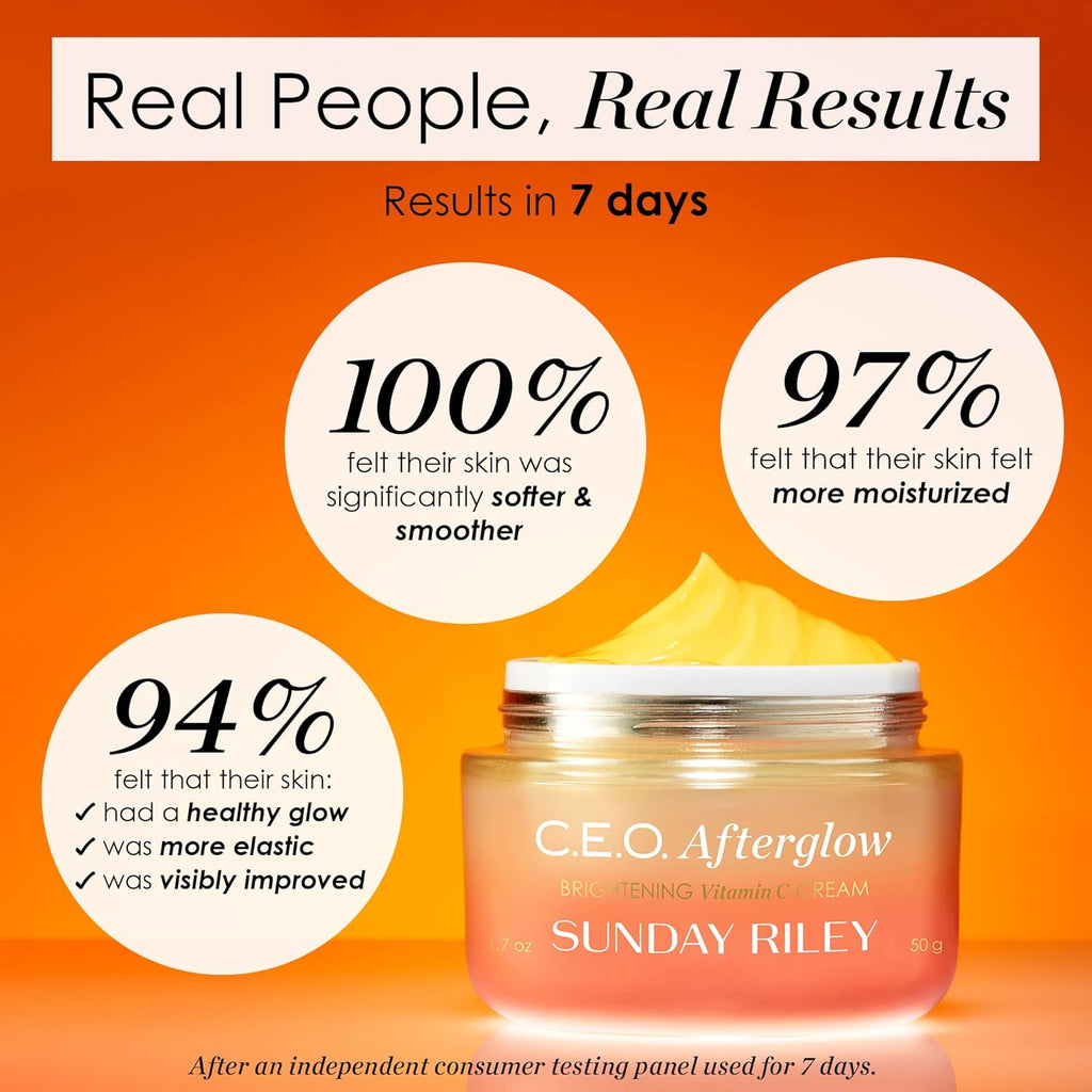 Sunday Riley C.E.O. Afterglow Vitamin C Cream - Brightening Face Moisturizer for Radiant Skin