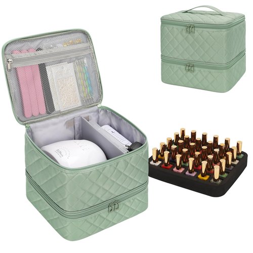 Ethereal Nail Polish Organizer Case Holds 30+ Bottles (15ml/0.5 fl.oz) Nail Lamp, Gel Polish Travel Case Bag for Nail Suppiles, Gift for Manicurist, Girls