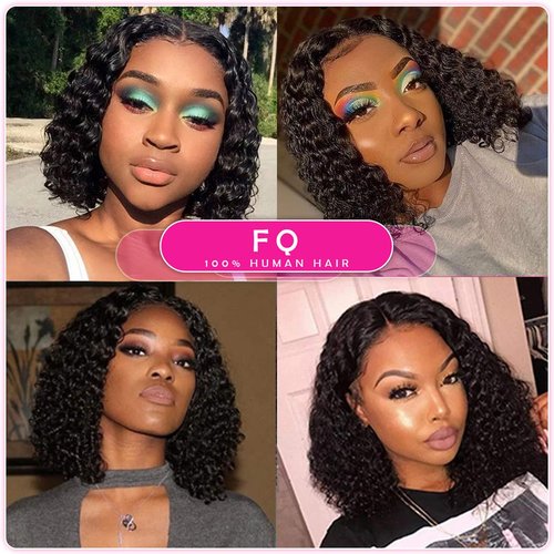 Deep Wave Bundles with Closure Brazilian Deep Curly Human Hair 3 Bundles with Closure(10 10 10+10) Middle Part 4x4 inch Lace Closure Wet and Wavy Natural Color 50g