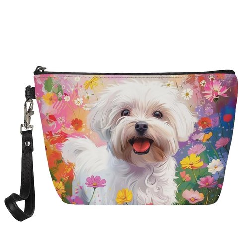 Upetstory Maltese Dog Cosmetic Bag for Women Teen Girls Cute Makeup Bags Zipper Cosmetic Bags Multifunction Storage Pouch Toiletry Organizer Travel Holiday