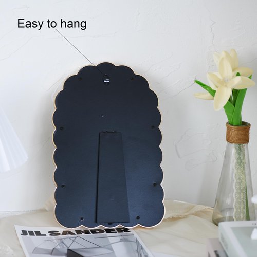 Funerom Decorative Vanity Mirror with Arched Frame, 11.8 x 7.8 inches, Desk Makeup Mirror Electroplated Rose Gold