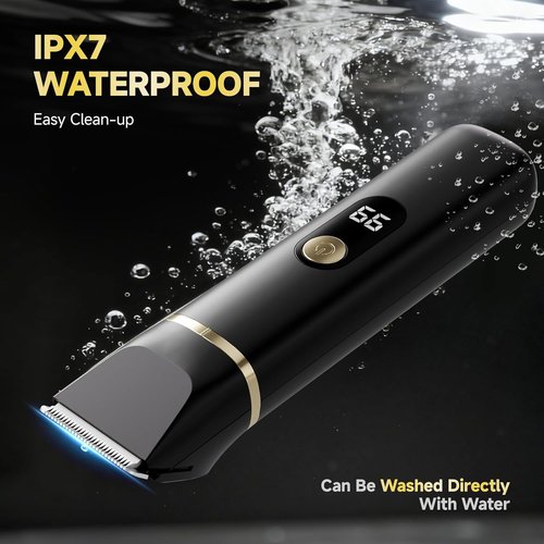 Beard Trimmer for Men by [Brand Name] - IPX7 Waterproof Electric Razor Grooming Kit | Wet/Dry Use, Black