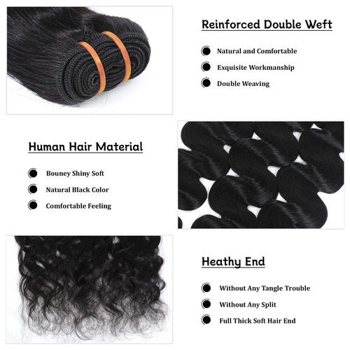 PIAPIA 16A Raw Body Wave Human Hair Bundles Human Hair 100% Unprocessed Brazilian Boutique Virgin Hair Extensions,Double Wefts,Triple Lifespan (Body Wave 1 Bundle, 16 inch)