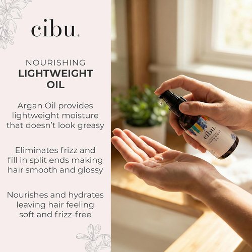 CIBU Nourishing Argan Oil Hair Serum - Anti-Frizz & Heat Protectant | Lightweight Treatment | 4 Ounces