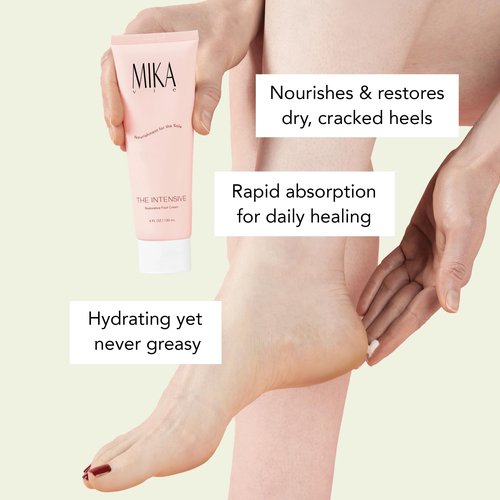 Mika Vie Foot Cream for Dry Cracked Heels and Feet - 4fl oz Urea Foot Cream for Women W/Vitamin E, Shea & Cocoa Butter - Naturally Scented Cracked Heel Treatment & Moisturizer - Non-Greasy