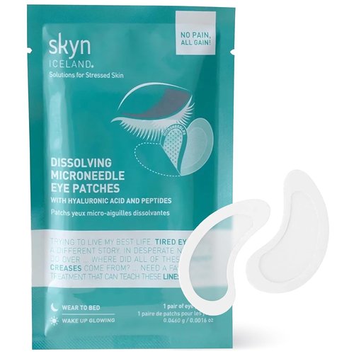Skyn ICELAND Microneedle Under Eye Patches - 39% Hyaluronic Acid & Peptides for Fine Lines | Vegan, 1 Pair