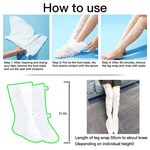 3 Pairs Hydrating Long Leg Feet Mask,Long Leg Feet Masque,Feet Peeling Mask,Moisturizing Nourishing Exfoliating Foot Mask for Women