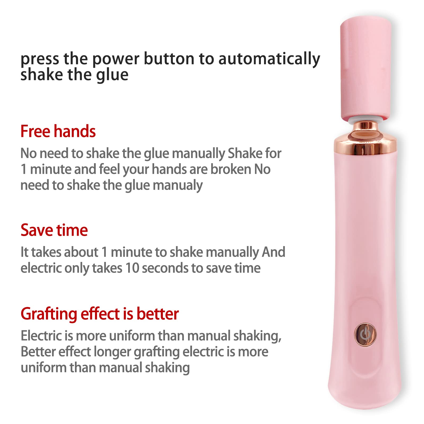 ZLMONDEE Pink Electric Nail Lacquer Shaker, Glue Shaker for Eyelash Extensions, Eyelash Lacquer Shaker, Electric Shaker Time Saving Handsfree Tool Glue Nails Polish