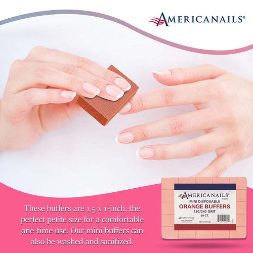 Americanails Mini Orange Buffers - (180/240 Grit) - Professional Salon Quality Buffing Blocks for Nails - Buff Nails Prior to Application of Polish, Gel Polish, Gel, Acrylic, Double-Sided, 50 Ct