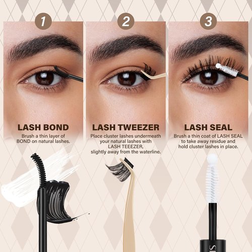 JMS&JMS Lash Clusters Kit Lash Extension Kit with Lash Bond and Seal Eyelash Applictor Lash Remover Eyelash Brush Lash Extension Kit for Beginner (MISS BELLA-8-18mix)