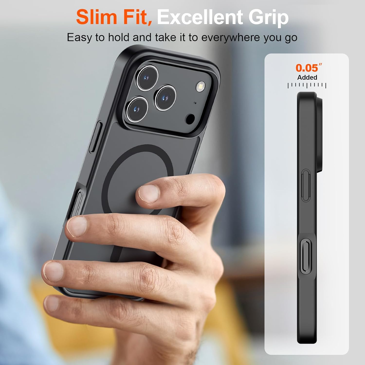 SUPFINE iPhone 17 Pro Max Case - Military Grade Drop Protection | Translucent Matte, Shockproof, Black