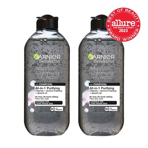 Garnier SkinActive Micellar Cleansing Jelly Water - Charcoal Purifying Formula | 2-Pack