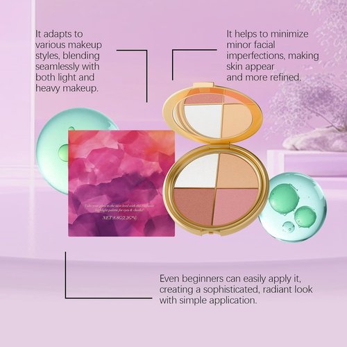 Skiennix Eye & Cheek Palette - 4-In-1 Eyeshadow, Blush & Highlighter Makeup Kit for Women