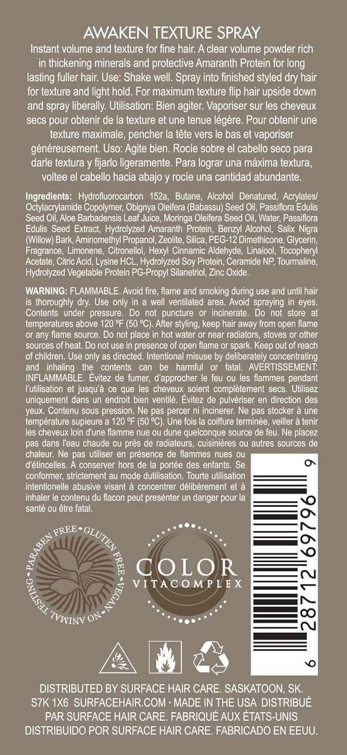 SURFACE Hair Awaken Finishing Spray - Thicken & Revitalize Hair with Firm Hold | Vegan, 10 Fl. Oz.