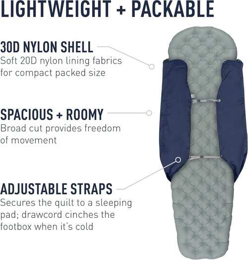 Sea to Summit Glow 50-Degree Camping Quilt - Lightweight, Compact, and Versatile Design