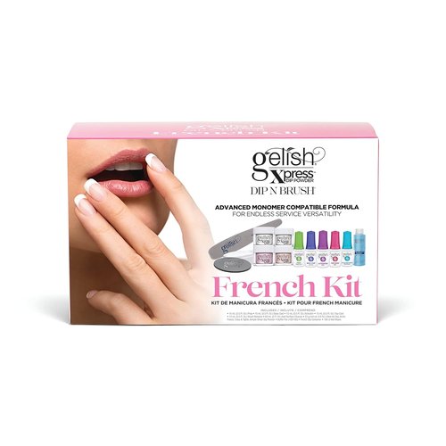 Gelish Xpress Dip N Brush French Kit - Chip-Proof Nail Dip Powder for 21+ Days of Wear | Easy Application