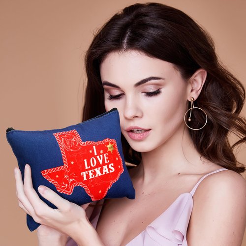 Reginary 9 Pcs City Cosmetic Bag USA City Souvenir Gifts Texas Makeup Bag Chicago Texas Florida Souvenirs Makeup Purse for Women Girls Traveler Birthday Christmas Favors(Texas)