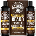 Viking Revolution Beard Wash and Beard Conditioner for Men with Argan Oil and Jojoba Oil - Beard Softener and Strengthener Beard Care Beard Shampoo and Conditioner with Beard Oil (10oz, Sweet Tobacco)