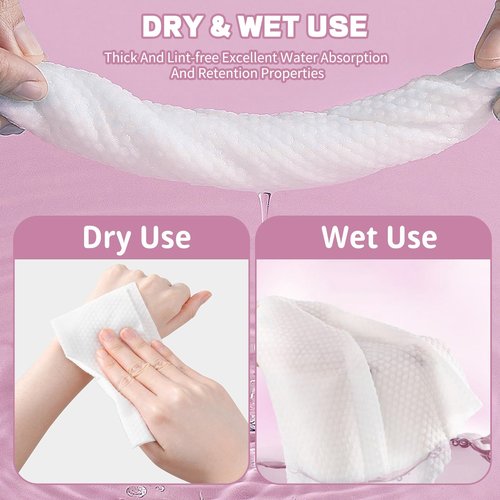 Disposable Face Towel 100 Count for Washing Soft Cotton Dry Wipes Facial Cloths Towelettes for Washing and Drying, Facial Tissue for Cleansing, Skincare and Makeup Remover (6 Pack)