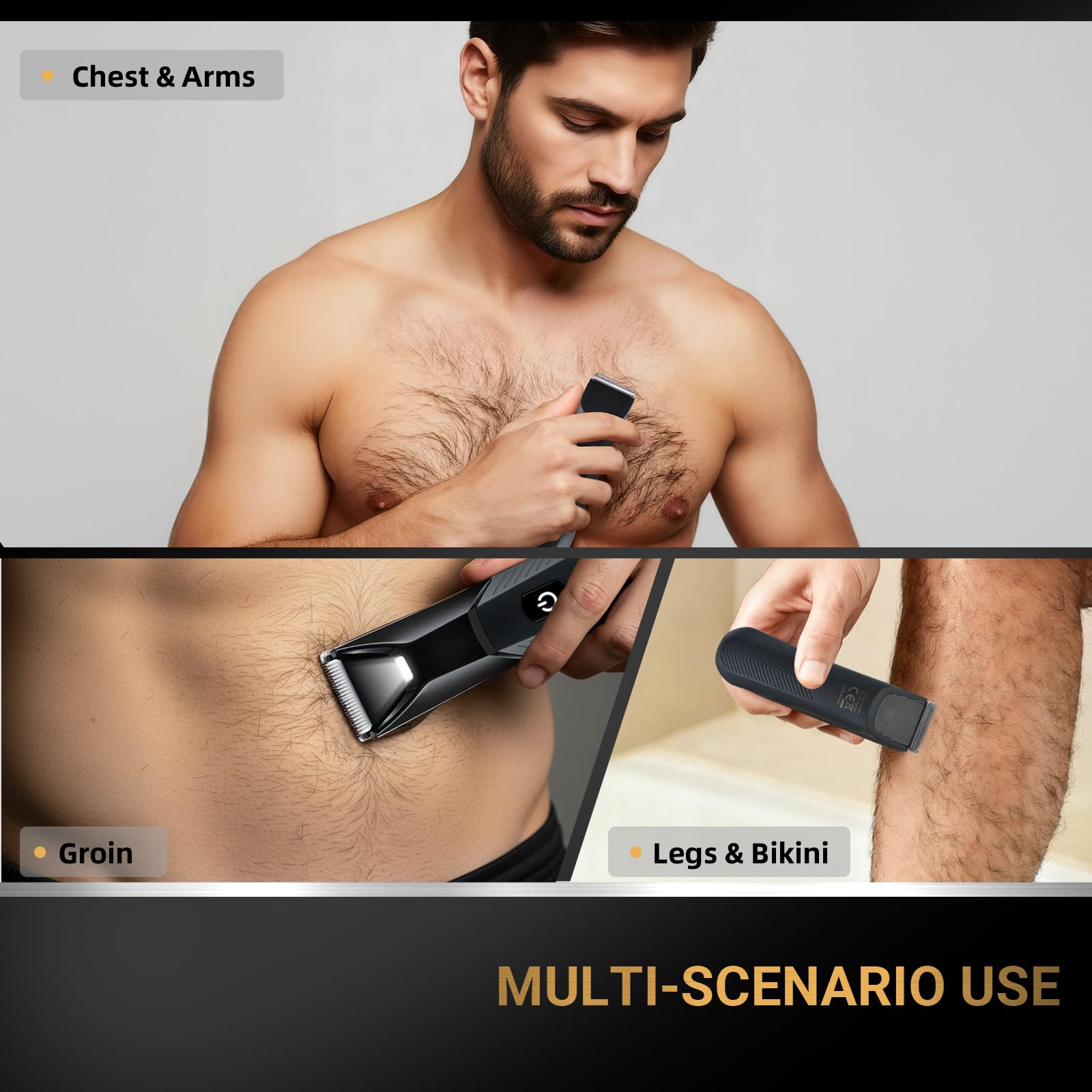 ZENLICO Manscape Body Hair Trimmer, Pubic Hair Trimmer for Men, Ceramic Blade Body Shavers with USB-C Charging, Replaceable Heads Ball Razors with Led Spotlight, 90 Minutes Shaving, Ideal Gift for Men