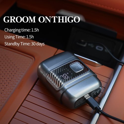 Electric Shaver, Portable Small Travel Shaver, Household IPX6 Waterproof Shaver with LED Battery Level Display,USB-C Fast Charging (Black)