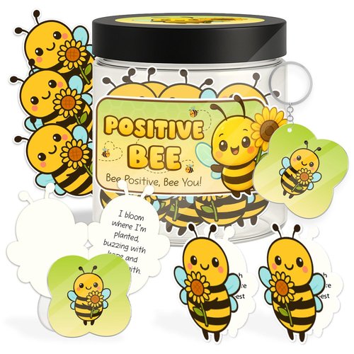 60 Positive Bee Cards Jar, Affirmation Cards For Women, Friendship Gift, Positive Quotes Jar, Best Friend Gift, Christmas Gifts For Women, Bee Gifts For Men