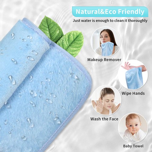 my novel things Makeup Remover Cloth 7-Day Set, 15"x6.5" Reusable Makeup Remover Towels, Makeup Washcloths, Skin Friendly Soft Washable Coral Fleece Microfiber Towel for Face, Eye, Lips Gift for Women