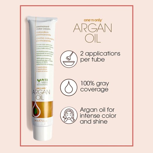 One N' Only Permanent Hair Color - Argan Oil Infused Hair Dye for Rich Gray Coverage - 7A Medium Ash Blonde (3 oz)