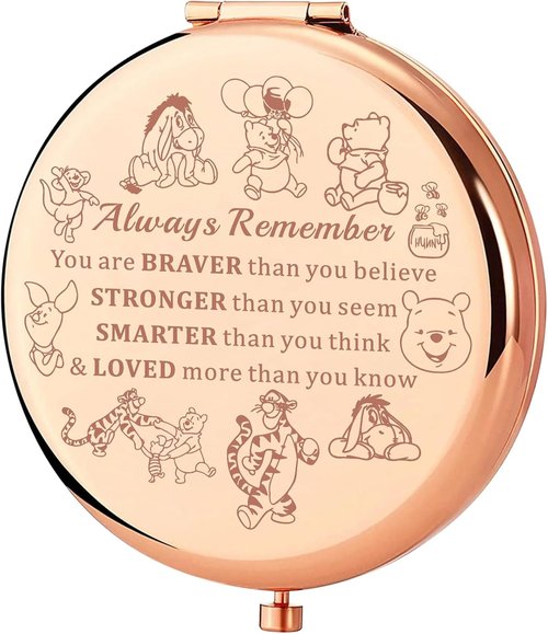KEYCHIN Honey Bear Compact Makeup Mirror - Inspirational Design with Pig, Donkey, Tiger, Rabbit | Perfect Gift